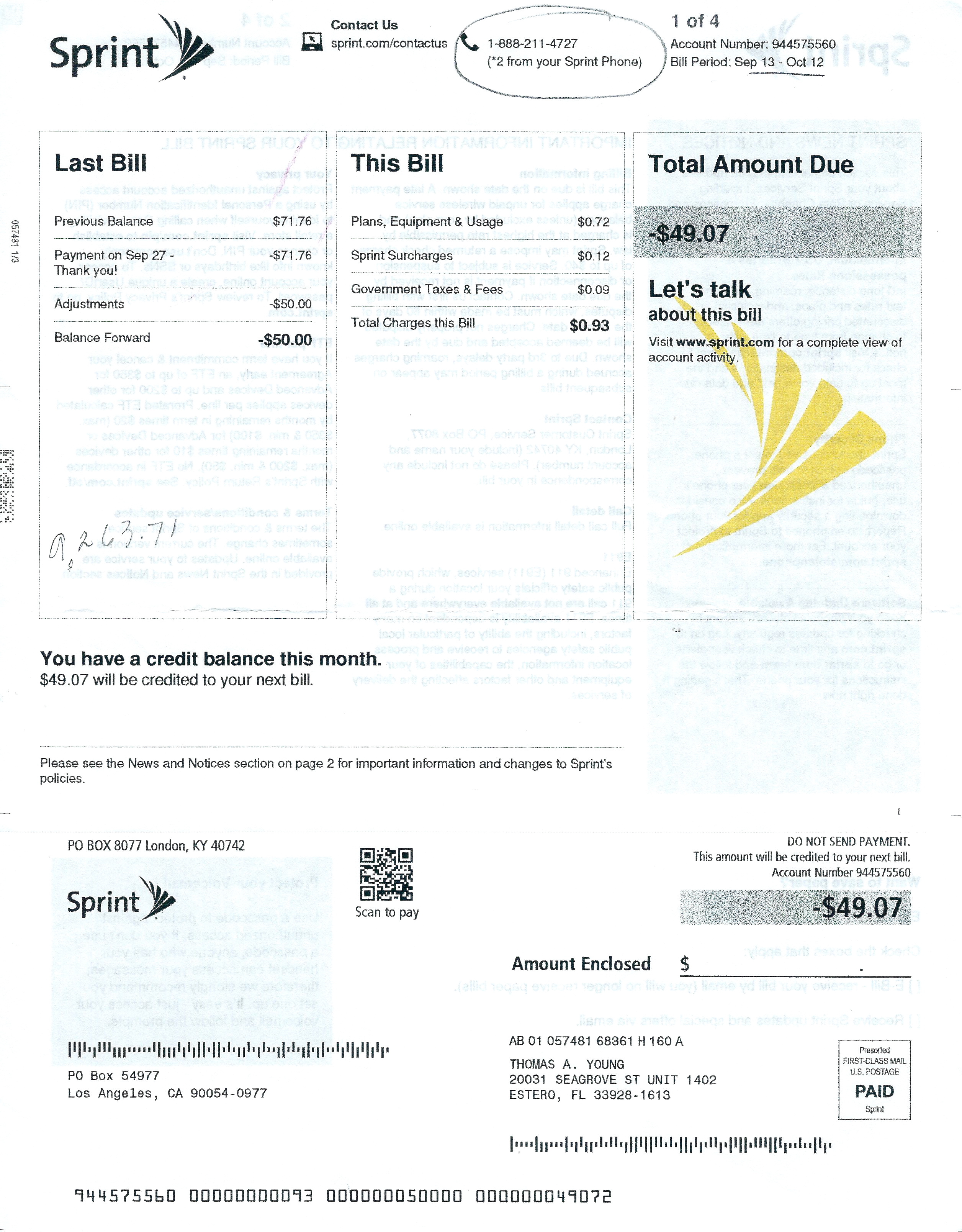 how can i pay my sprint cell phone bill online