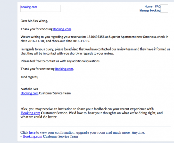 booking com complaints department